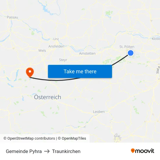 Gemeinde Pyhra to Traunkirchen map