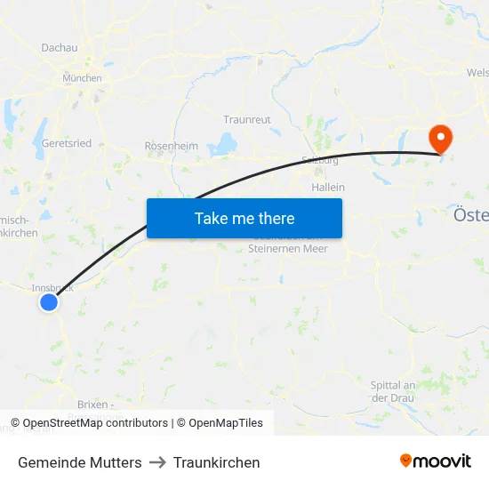 Gemeinde Mutters to Traunkirchen map