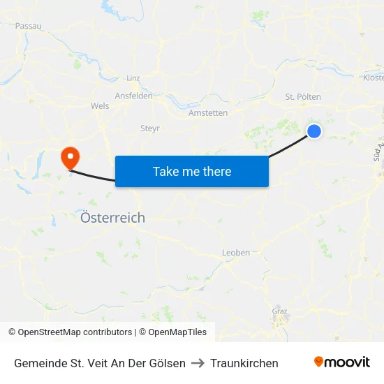 Gemeinde St. Veit An Der Gölsen to Traunkirchen map