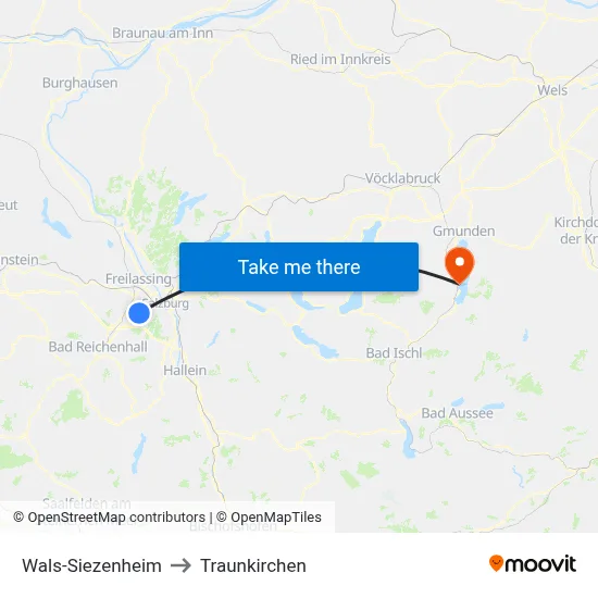 Wals-Siezenheim to Traunkirchen map