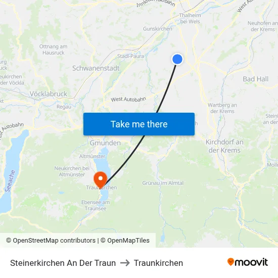 Steinerkirchen An Der Traun to Traunkirchen map