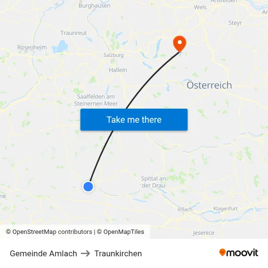 Gemeinde Amlach to Traunkirchen map