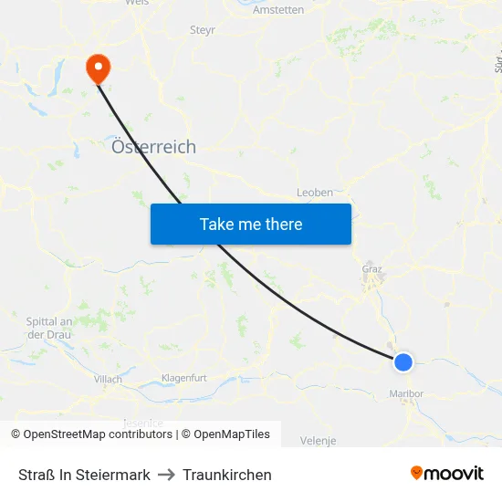 Straß In Steiermark to Traunkirchen map