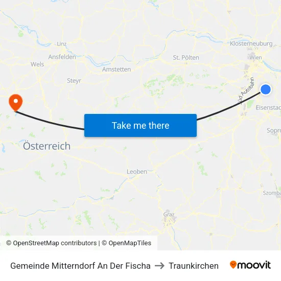 Gemeinde Mitterndorf An Der Fischa to Traunkirchen map