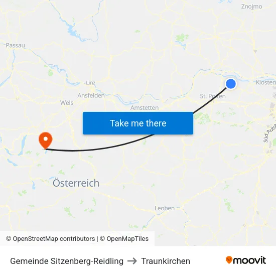 Gemeinde Sitzenberg-Reidling to Traunkirchen map
