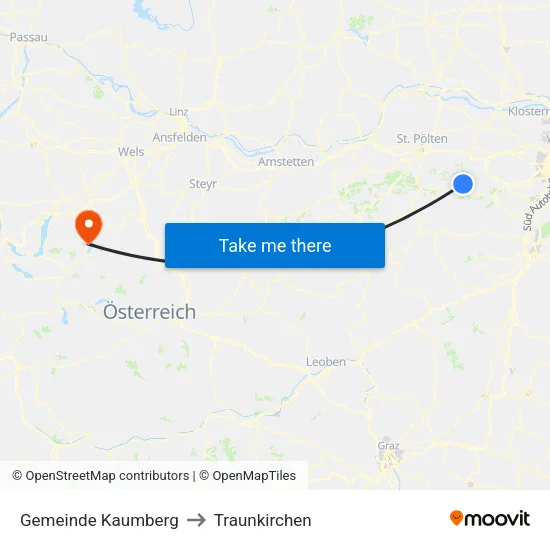 Gemeinde Kaumberg to Traunkirchen map