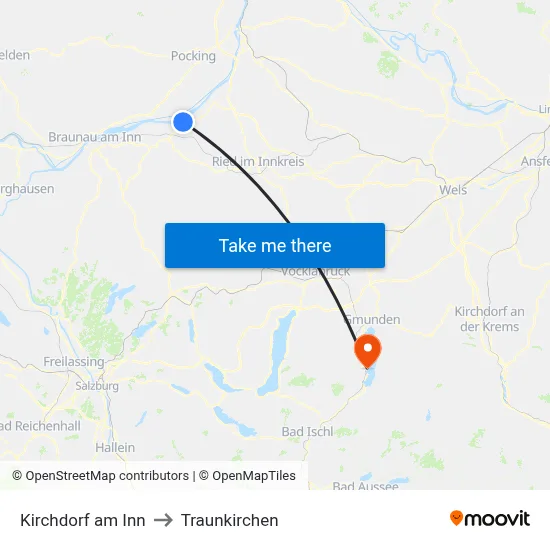 Kirchdorf am Inn to Traunkirchen map