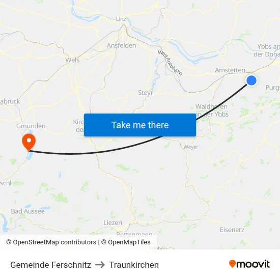 Gemeinde Ferschnitz to Traunkirchen map