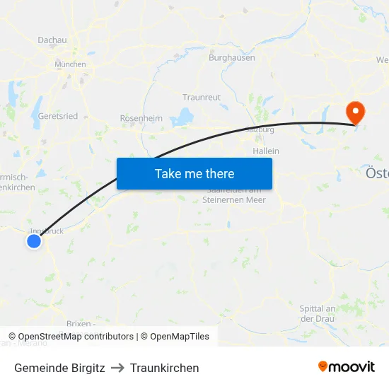 Gemeinde Birgitz to Traunkirchen map