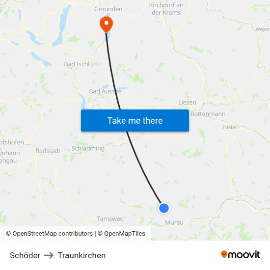 Schöder to Traunkirchen map
