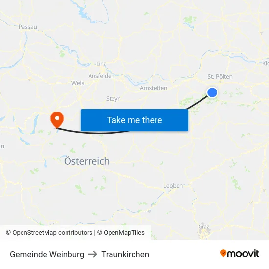 Gemeinde Weinburg to Traunkirchen map
