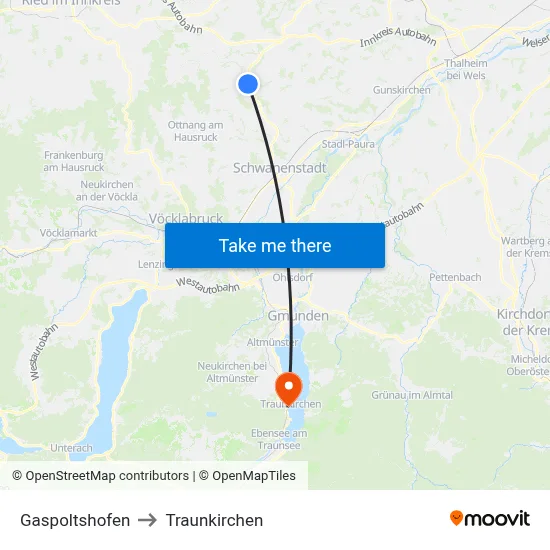 Gaspoltshofen to Traunkirchen map