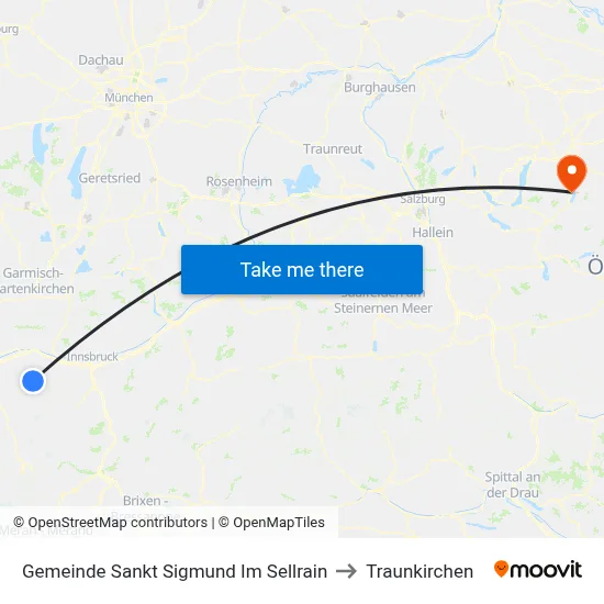 Gemeinde Sankt Sigmund Im Sellrain to Traunkirchen map