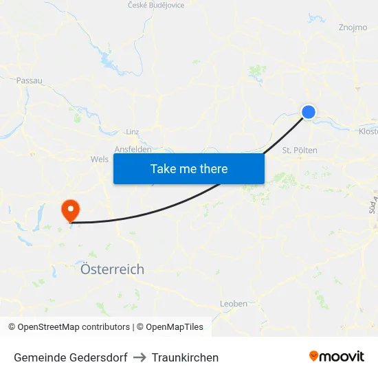 Gemeinde Gedersdorf to Traunkirchen map