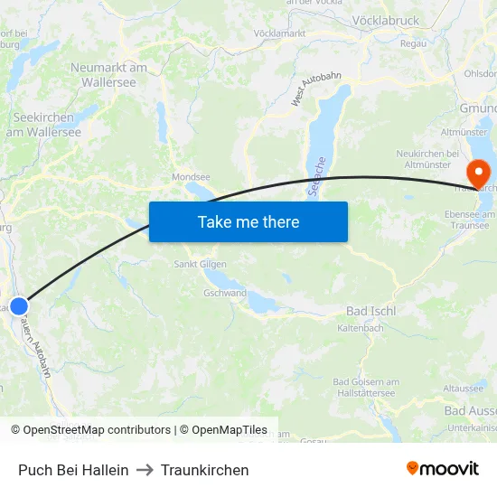 Puch Bei Hallein to Traunkirchen map