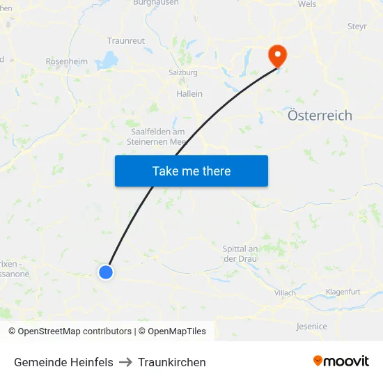 Gemeinde Heinfels to Traunkirchen map