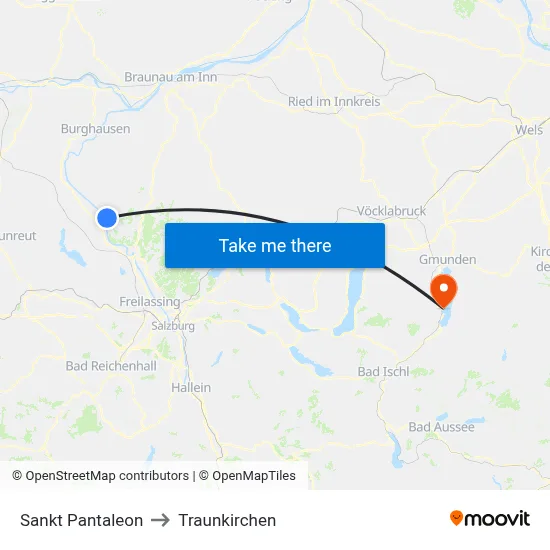Sankt Pantaleon to Traunkirchen map