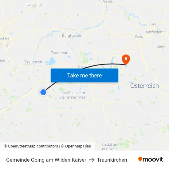 Gemeinde Going am Wilden Kaiser to Traunkirchen map