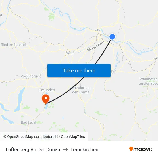 Luftenberg An Der Donau to Traunkirchen map