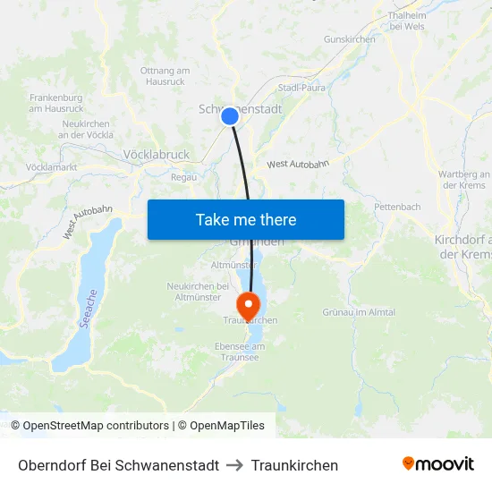 Oberndorf Bei Schwanenstadt to Traunkirchen map
