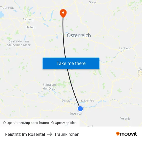 Feistritz Im Rosental to Traunkirchen map