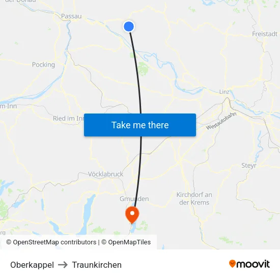 Oberkappel to Traunkirchen map