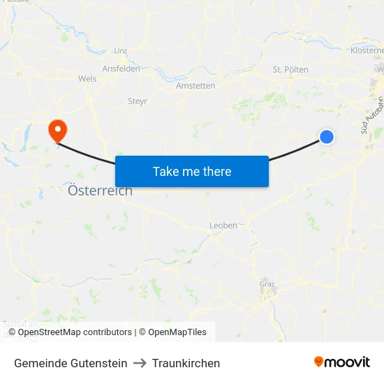 Gemeinde Gutenstein to Traunkirchen map