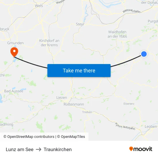 Lunz am See to Traunkirchen map