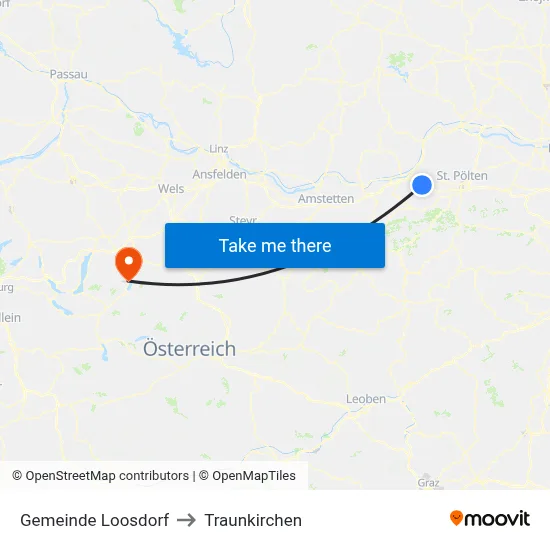 Gemeinde Loosdorf to Traunkirchen map