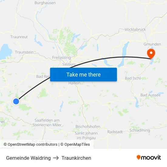 Gemeinde Waidring to Traunkirchen map