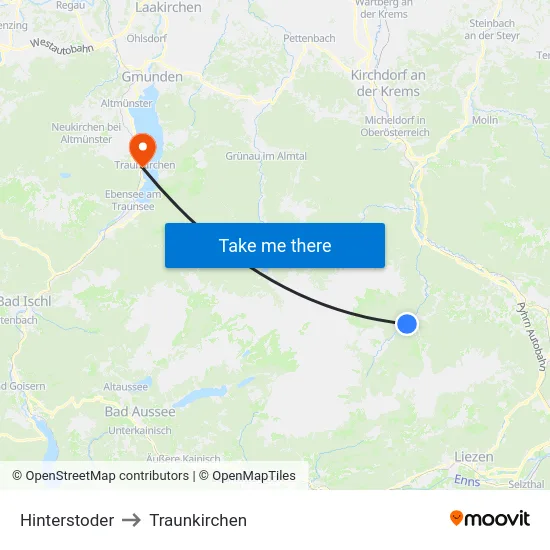 Hinterstoder to Traunkirchen map