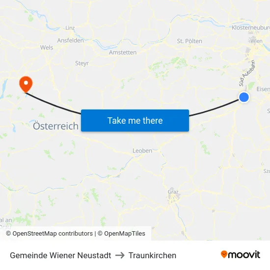 Gemeinde Wiener Neustadt to Traunkirchen map