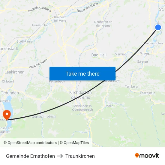 Gemeinde Ernsthofen to Traunkirchen map