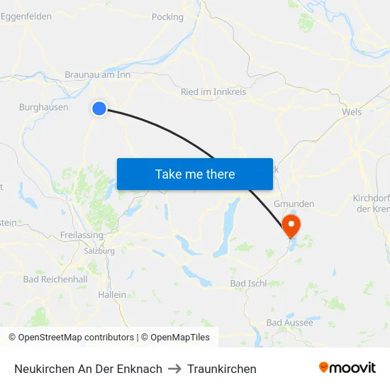 Neukirchen An Der Enknach to Traunkirchen map