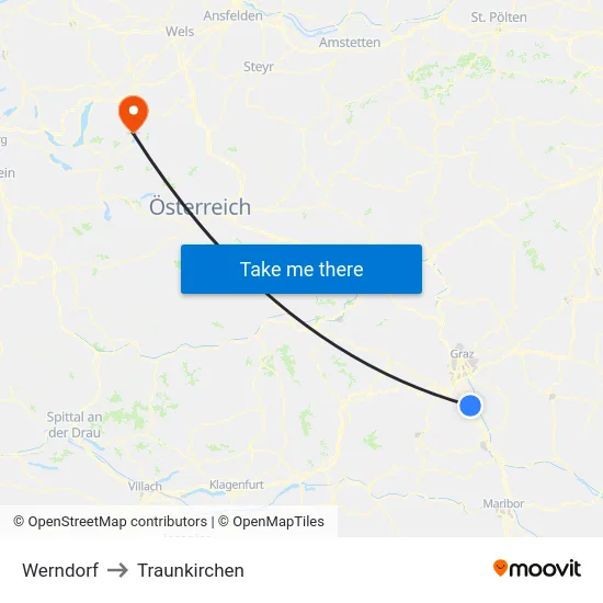 Werndorf to Traunkirchen map