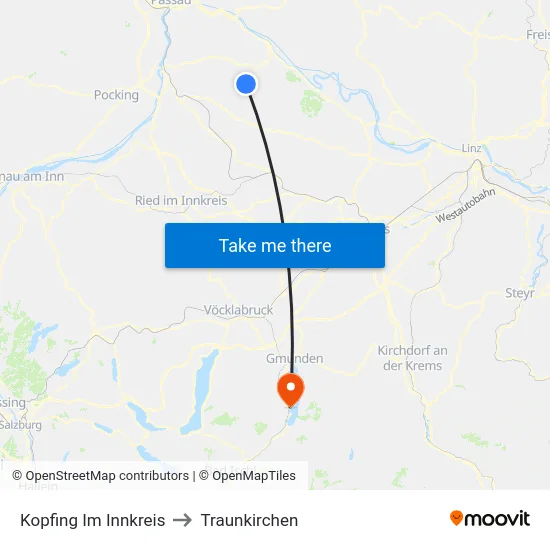 Kopfing Im Innkreis to Traunkirchen map