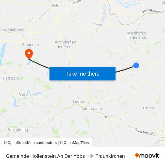 Gemeinde Hollenstein An Der Ybbs to Traunkirchen map