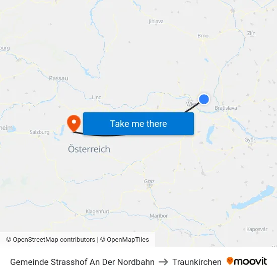 Gemeinde Strasshof An Der Nordbahn to Traunkirchen map