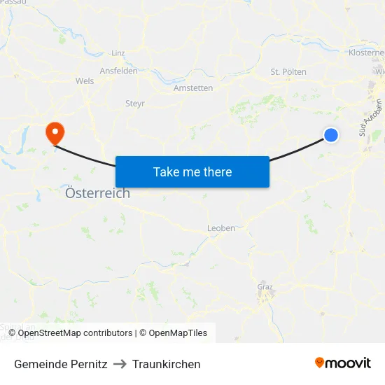 Gemeinde Pernitz to Traunkirchen map