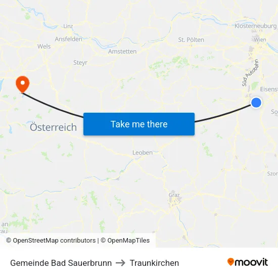 Gemeinde Bad Sauerbrunn to Traunkirchen map