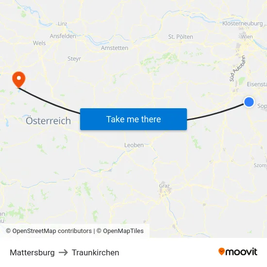 Mattersburg to Traunkirchen map