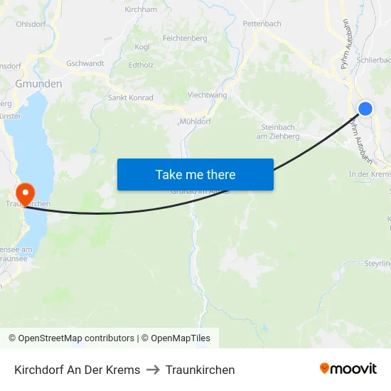 Kirchdorf An Der Krems to Traunkirchen map