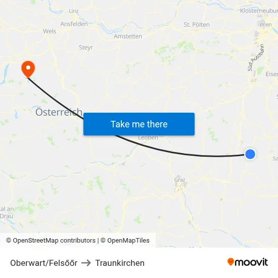 Oberwart/Felsőőr to Traunkirchen map