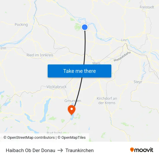 Haibach Ob Der Donau to Traunkirchen map