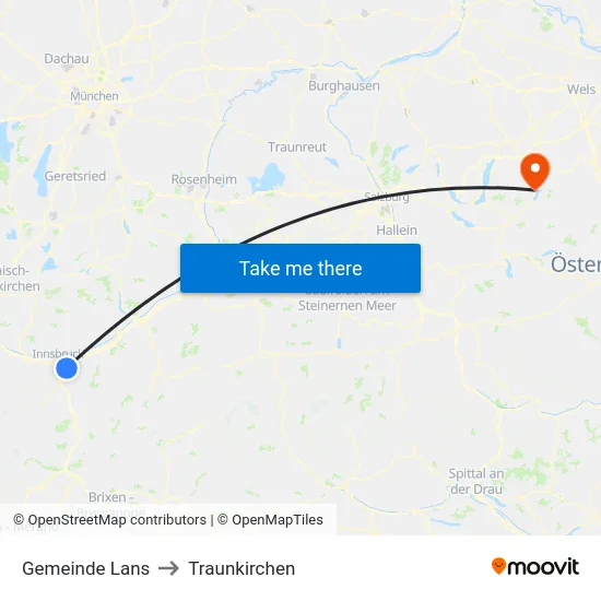 Gemeinde Lans to Traunkirchen map