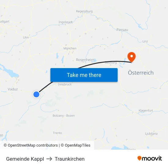 Gemeinde Kappl to Traunkirchen map