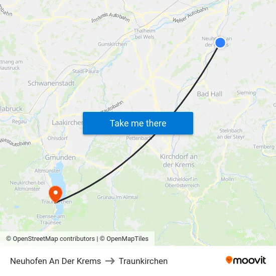 Neuhofen An Der Krems to Traunkirchen map