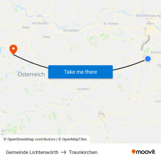 Gemeinde Lichtenwörth to Traunkirchen map