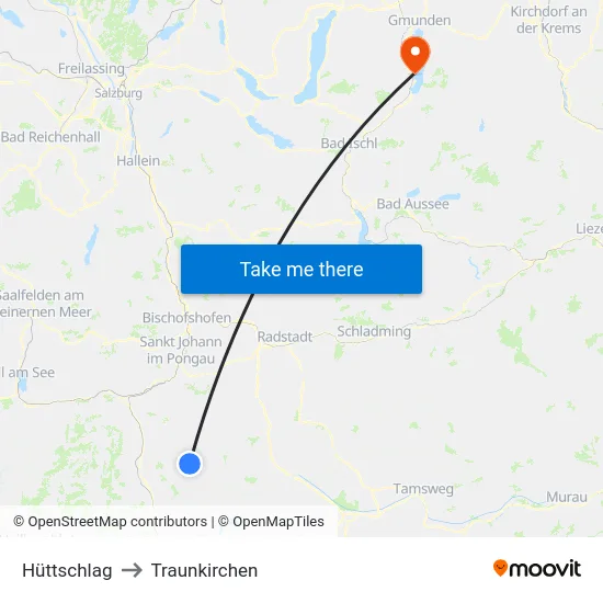 Hüttschlag to Traunkirchen map