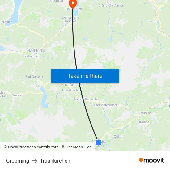 Gröbming to Traunkirchen map